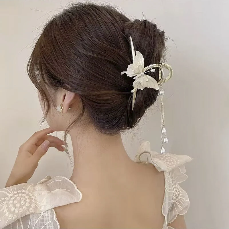 网红大号蝴蝶结抓夹高级感发抓马尾爪夹合金发爪成人后脑勺发饰