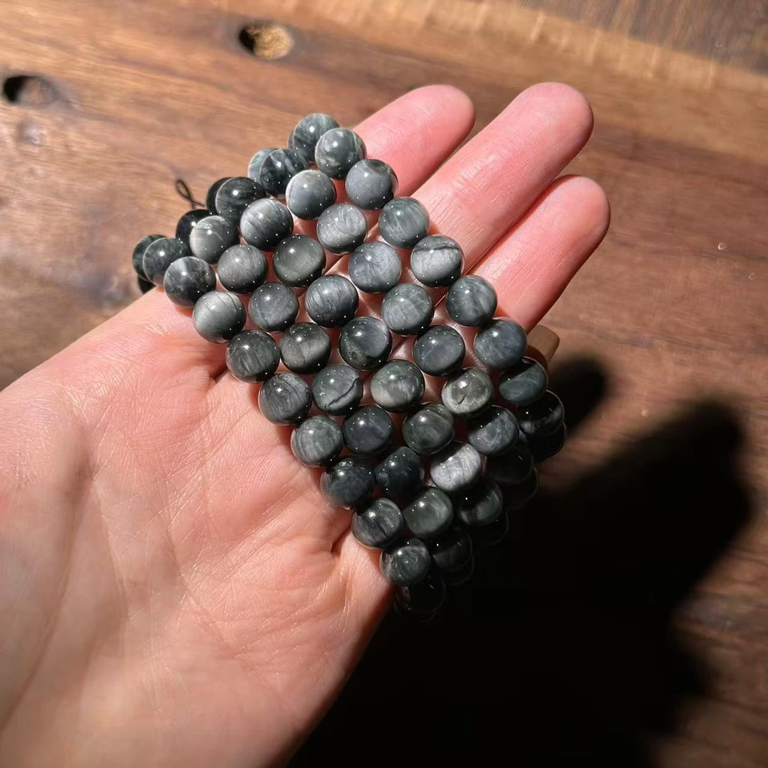 YS8957 灰色白色鹰眼石圆珠单圈手链 多样性发其一