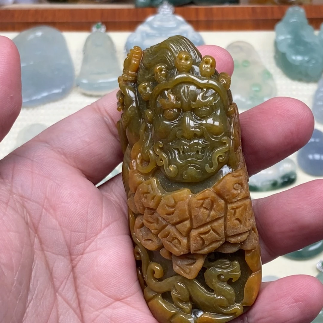 翡翠未镶嵌颈饰黄财黄翡特色件 天然缅甸ａ货翡翠高级感礼物