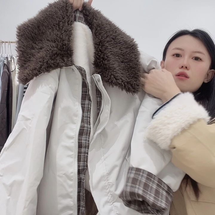 米色格子袖44599966