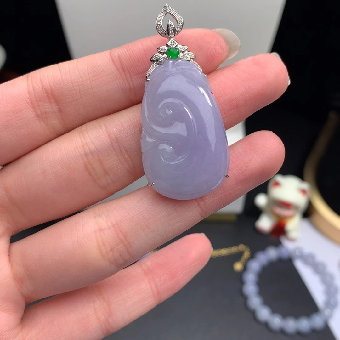 翡翠18K金镶嵌挂件48小时鉴赏期 退货不扣服务费