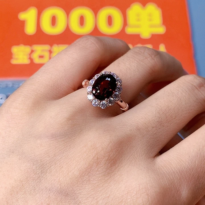 石榴石戒指银S925镶嵌111111