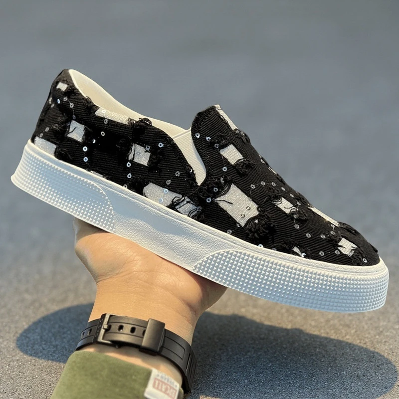 2025男鞋夏季新款休闲百搭一脚蹬帆布鞋子男士时尚防滑耐磨运动鞋