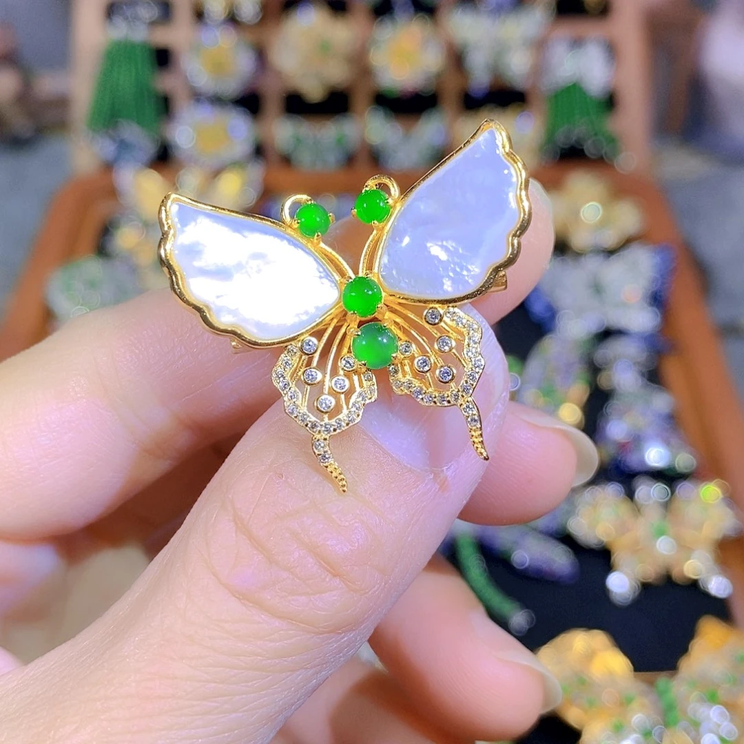 银S925镶嵌挂件翡翠