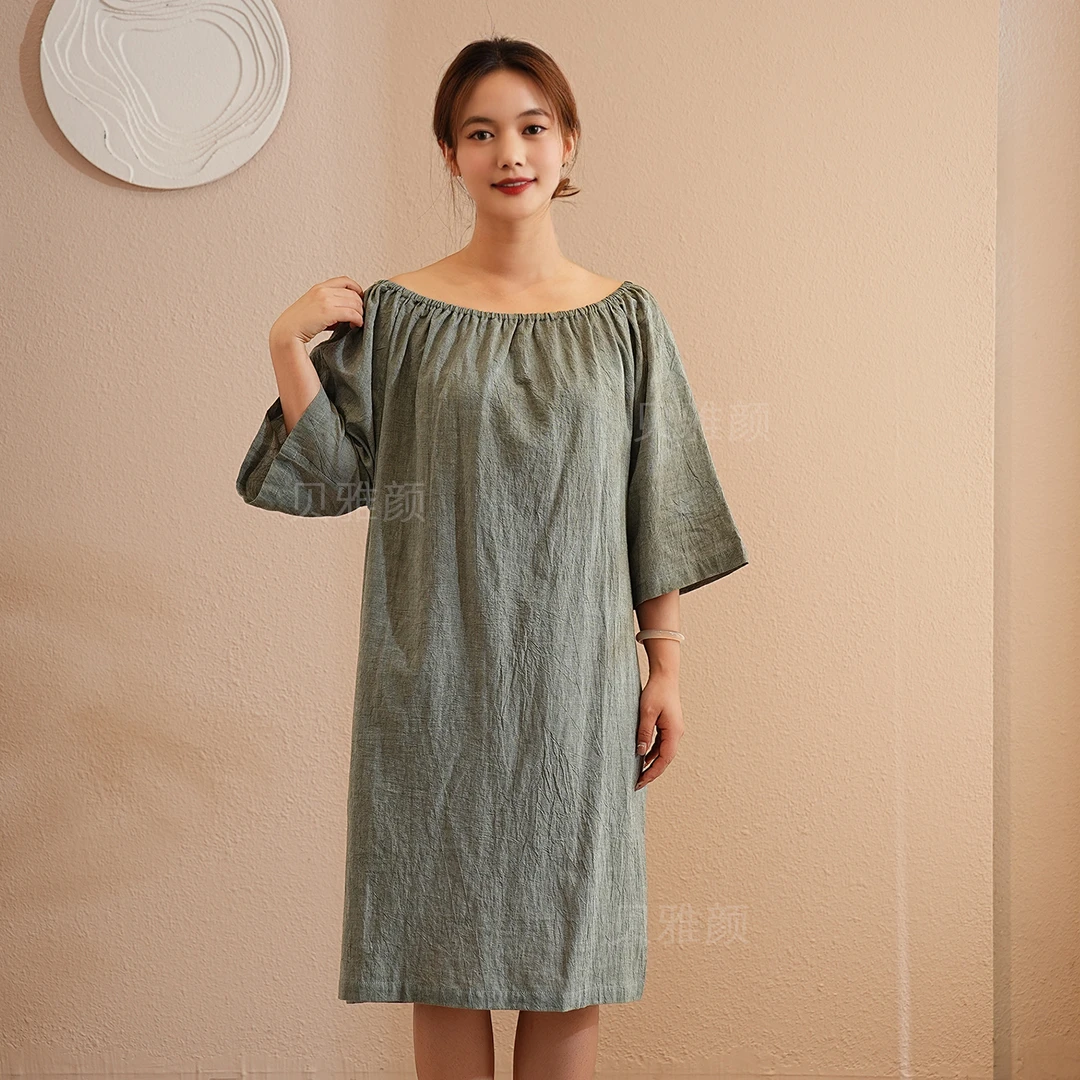 贝雅颜美容院专用按摩服亲肤舒适纯棉水洗棉纯色浴裙四季定制LOGO