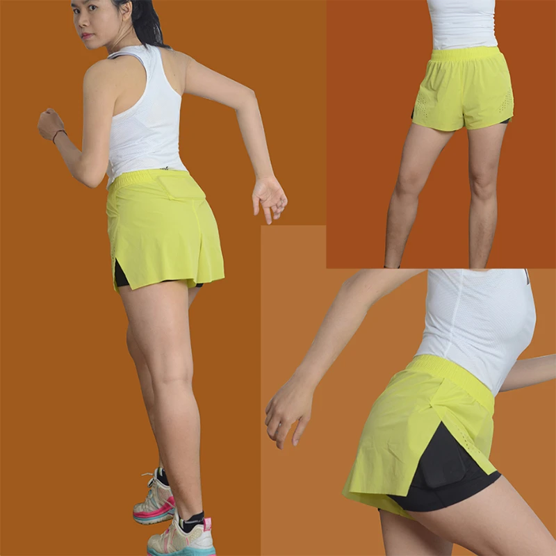 夏季速干跑步短裤侧开叉带内衬可装手机男款透气健身运动短裤双12