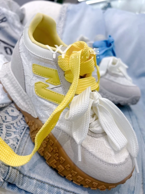 2025夏季新款厚底内增高蕾丝透网运动休闲阿甘鞋28-8