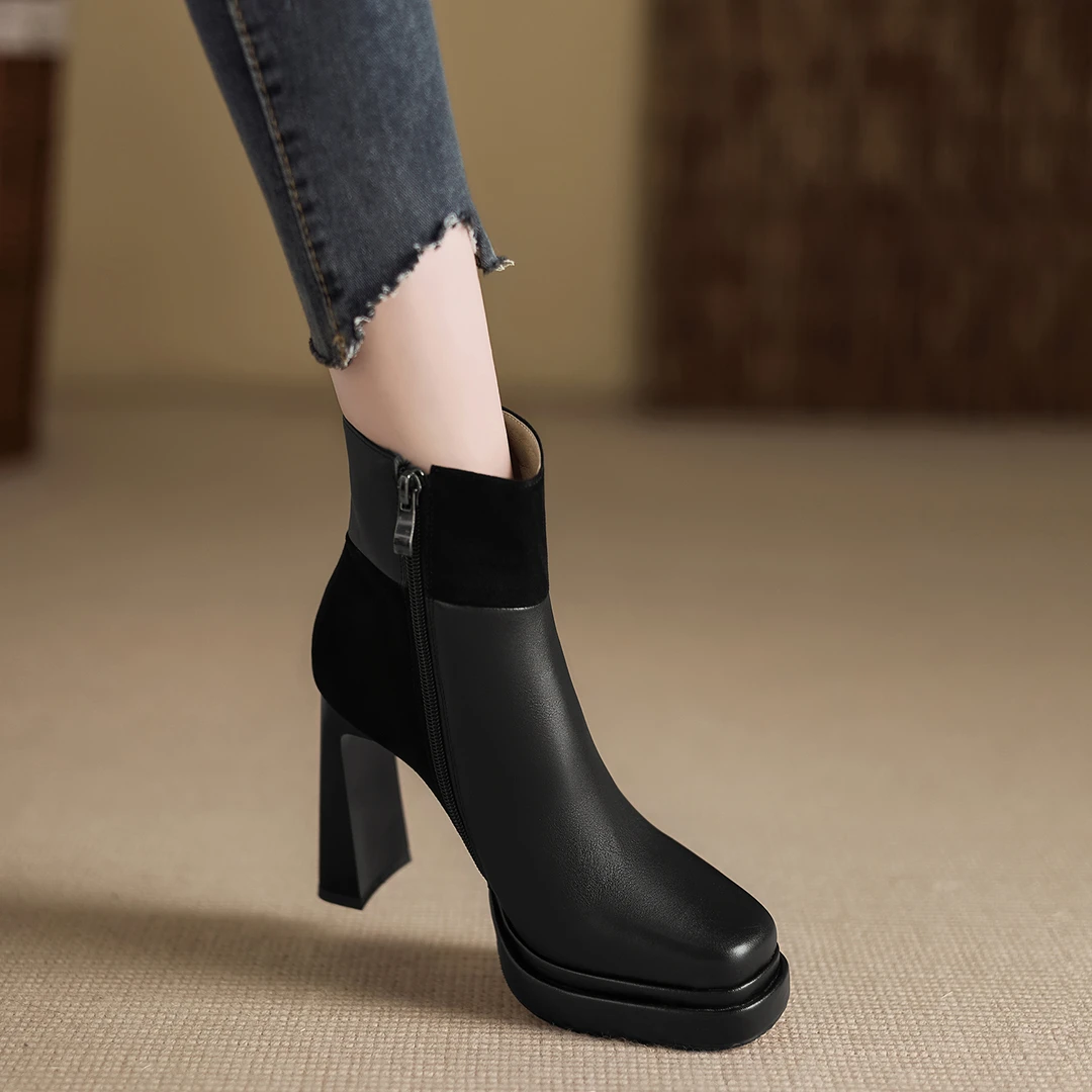 小个子手工女鞋11cm~阔腿裤必备鞋百搭轻奢鞋子不累脚短靴时装靴