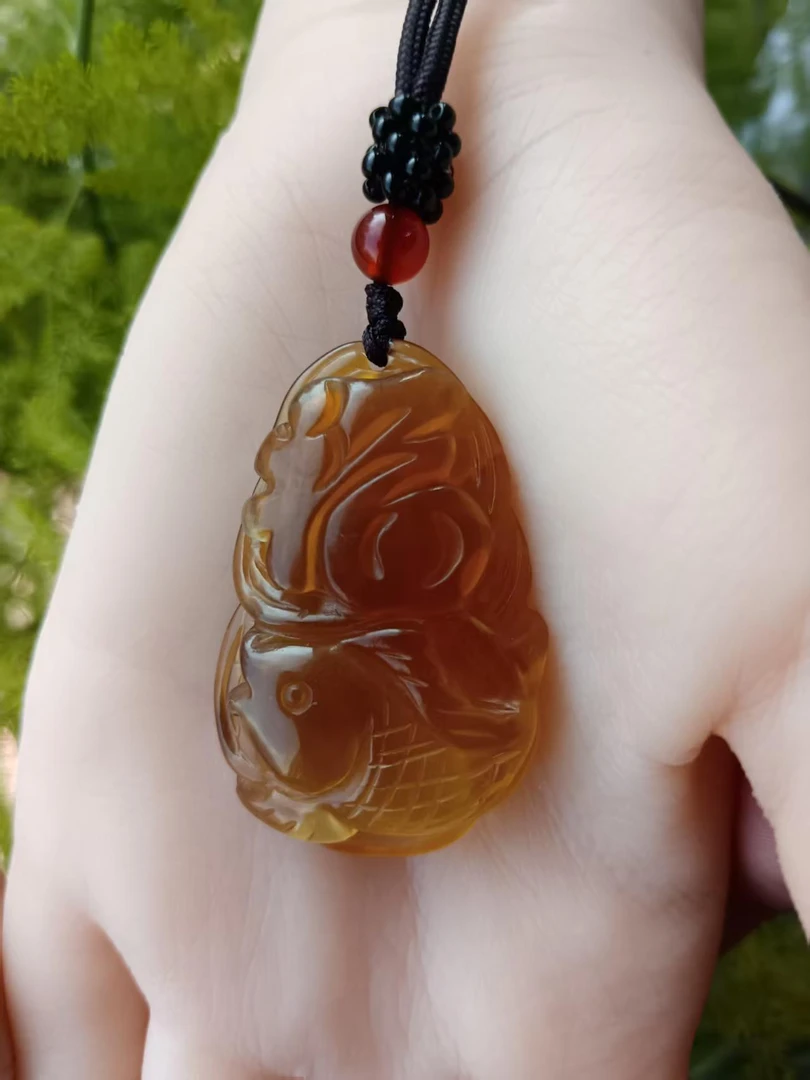 天然岫玉花玉如意吊坠54.4㎜✕38㎜