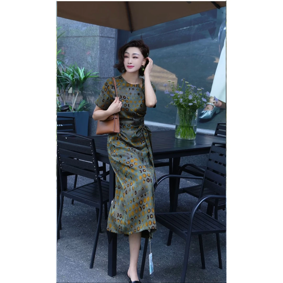 【渣渣推荐黛绿绮韵香云纱波点裙】XFY250109款 夏季气质设计师款裙