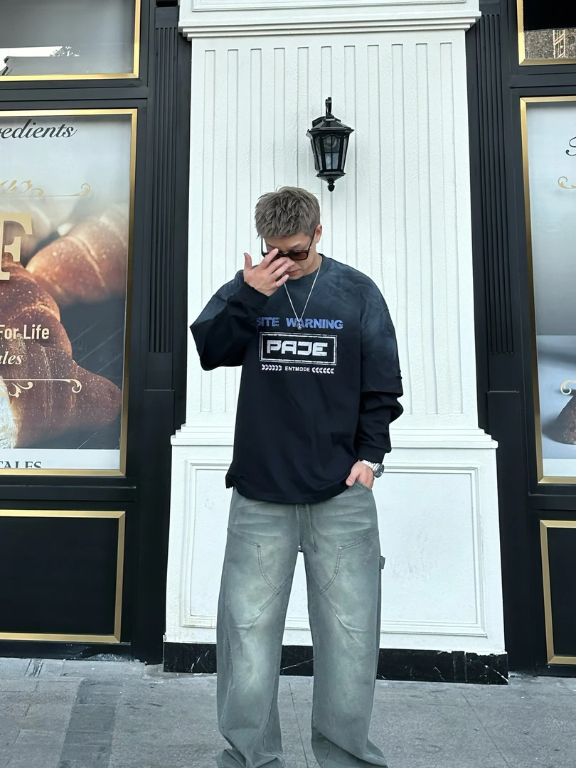 【PZ】2025秋季美潮做旧复古宽松印花卫衣