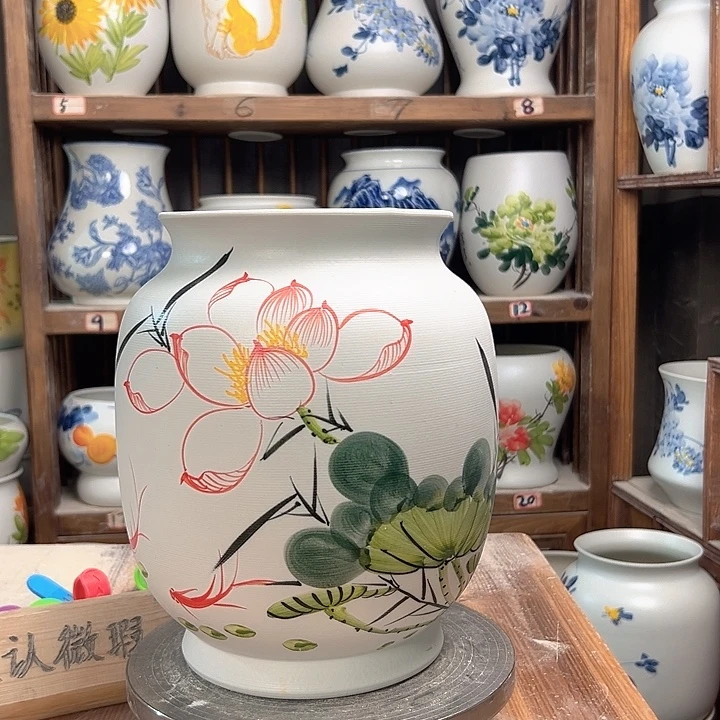 陶冬瓜高27白荷花陶瓷
