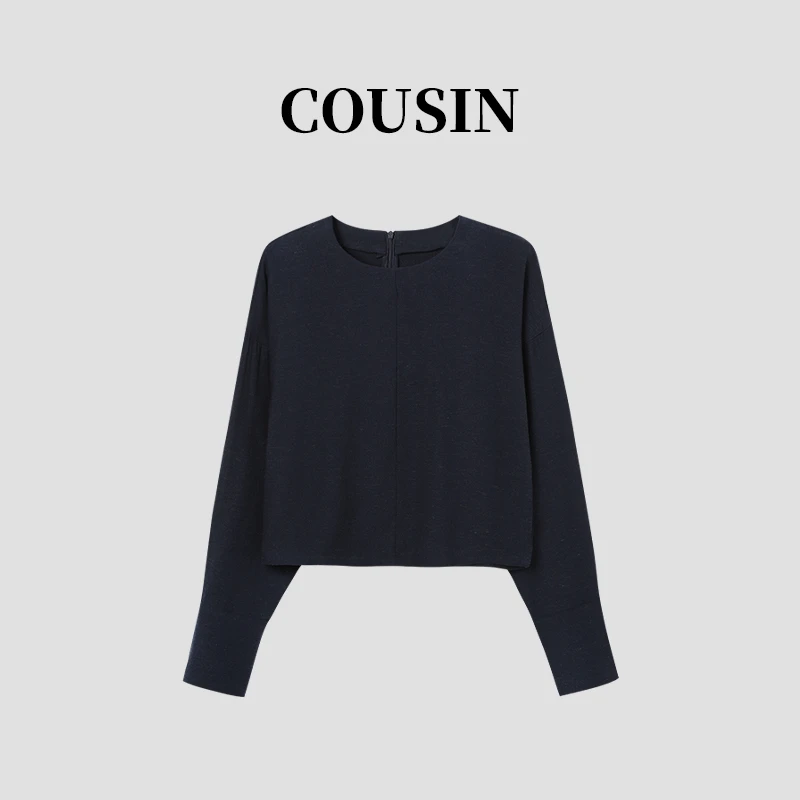 D.cousin 极简风宽松袖口纯色上衣女1339
