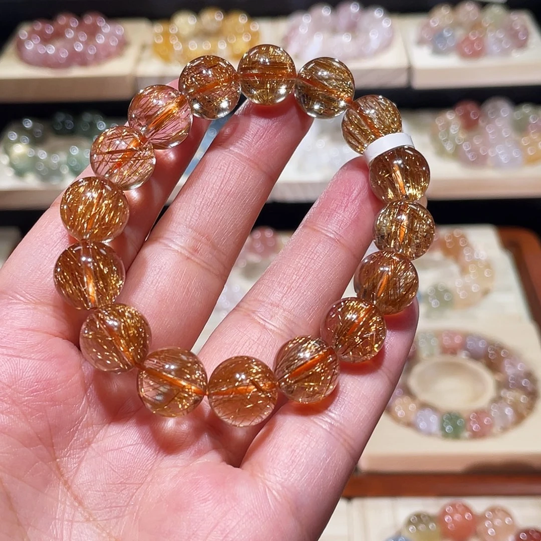 手链水晶未镶嵌铜发晶手链，晶体通透