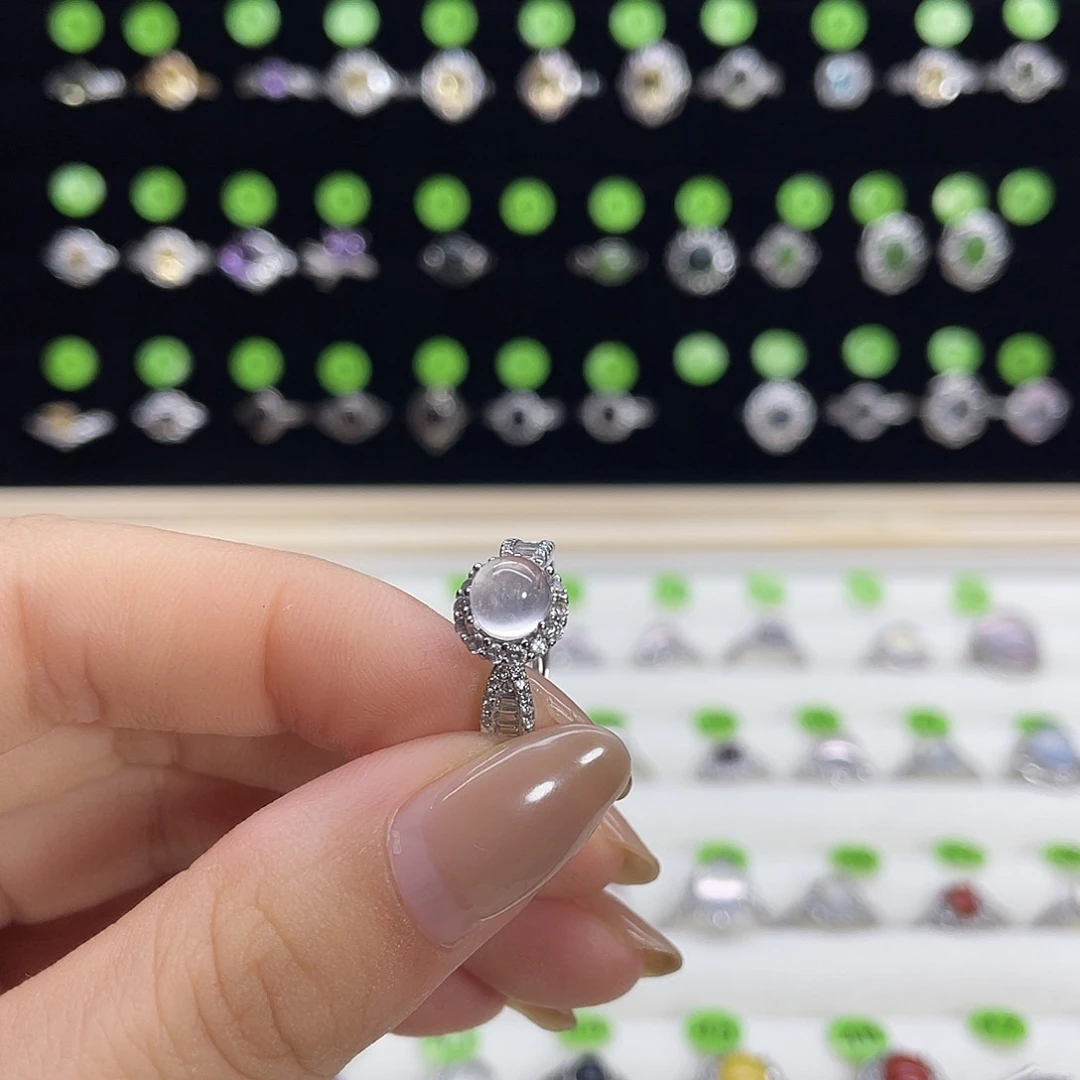 水***铺蛇纹石玉合金戒指