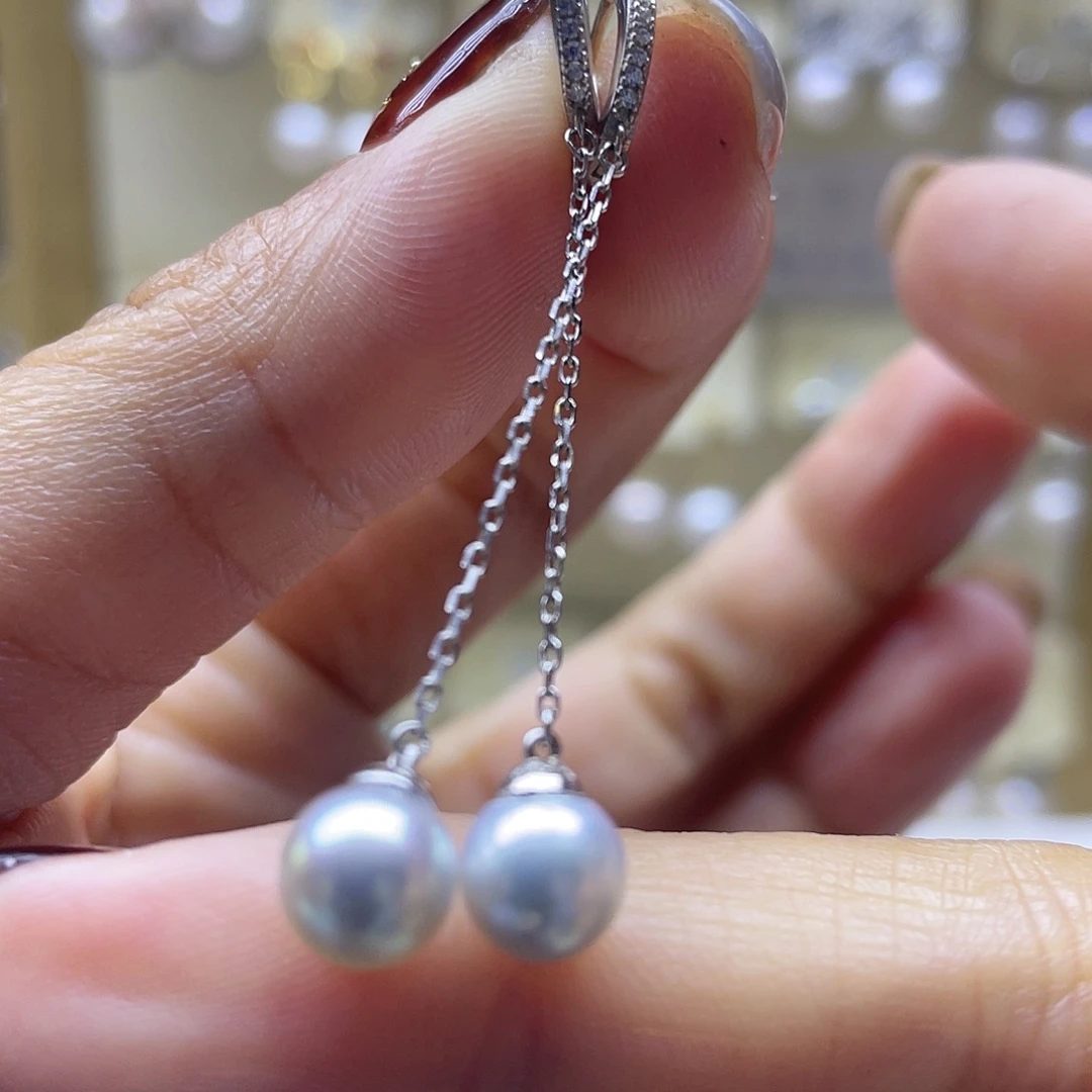 海水珍珠耳饰银S925镶嵌