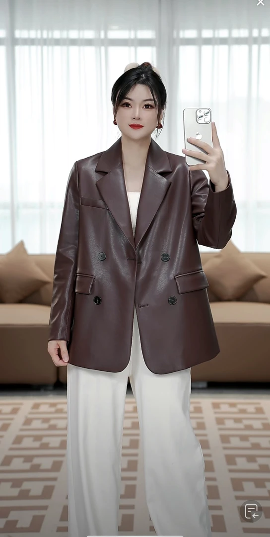 88318【房房推荐】春季气质翻领小西装绵羊皮皮衣时尚复古港风