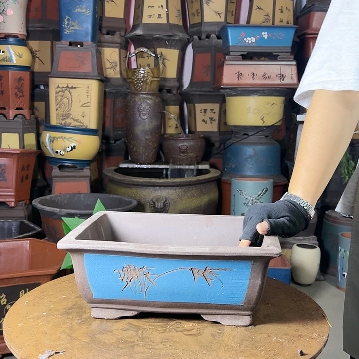 宜兴紫砂花盆32蓝马槽