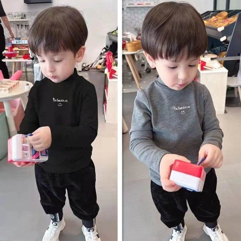 儿童秋冬款德绒打底衫半高领韩版洋气中小童上衣宝宝长袖保暖T恤