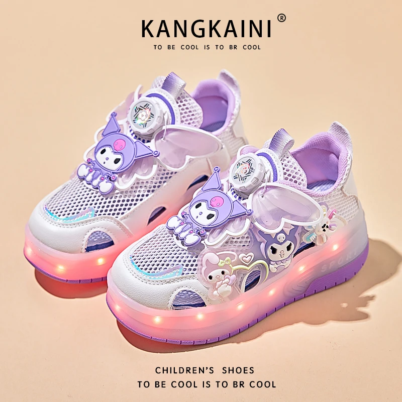 双轮溜冰鞋女童春季儿童暴走鞋网面透气运动滑轮鞋女孩高颜值发光