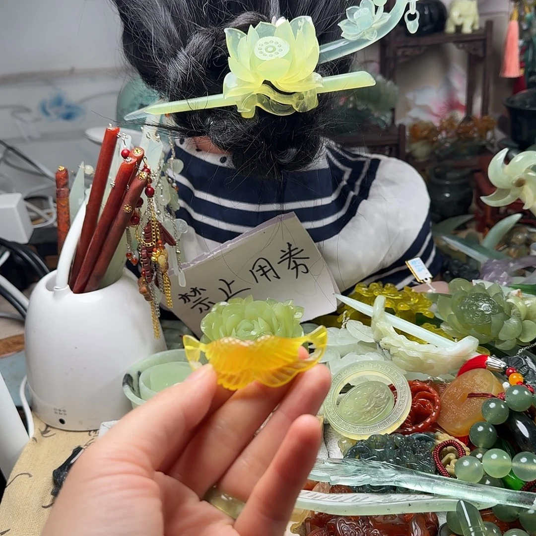 蛇纹石玉合金发饰
