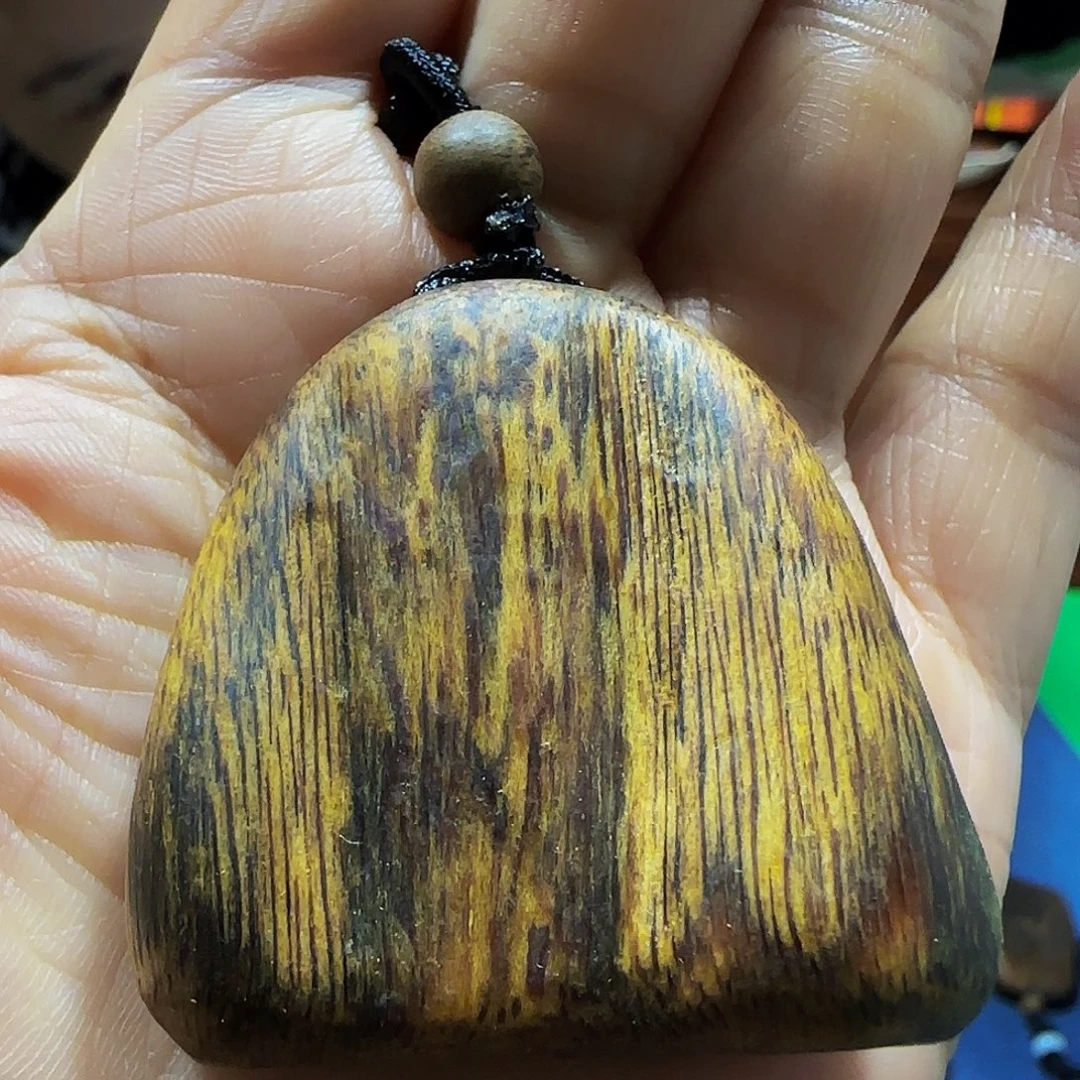 沉香沉香碎屑海南白奇乌身天然瘤疤带绳14.7克