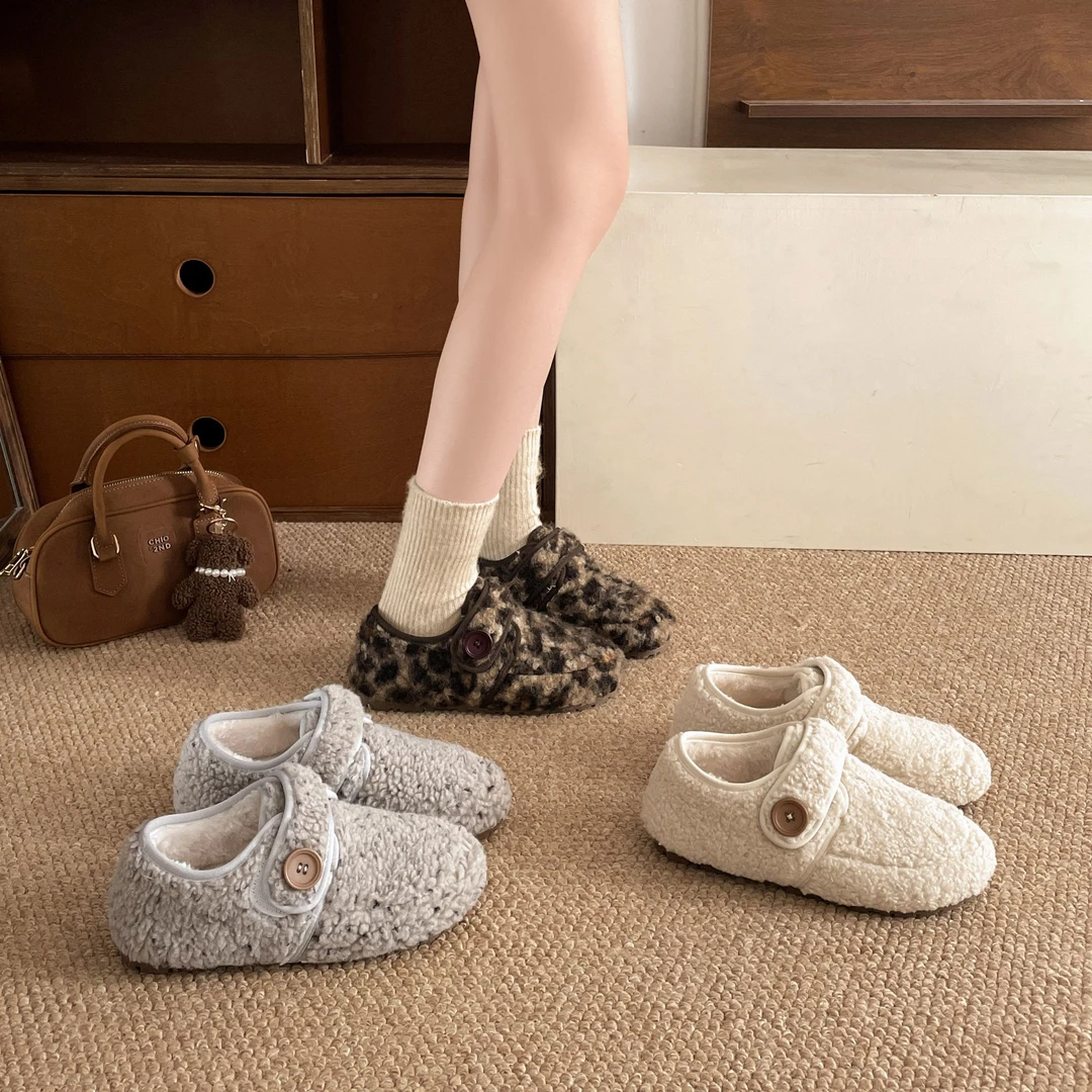 复古加绒保暖防滑勃肯鞋女2025新款冬季外穿网红百搭包头棉拖鞋子