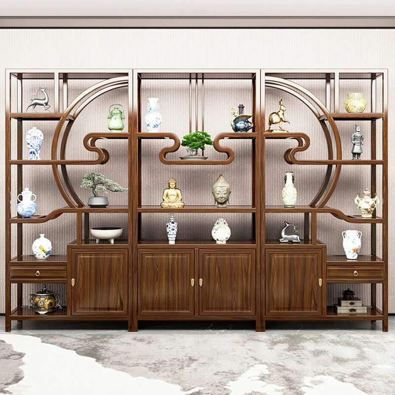实木博古架新中式多宝阁客厅隔断架落地置物架茶室茶叶架仿古书架