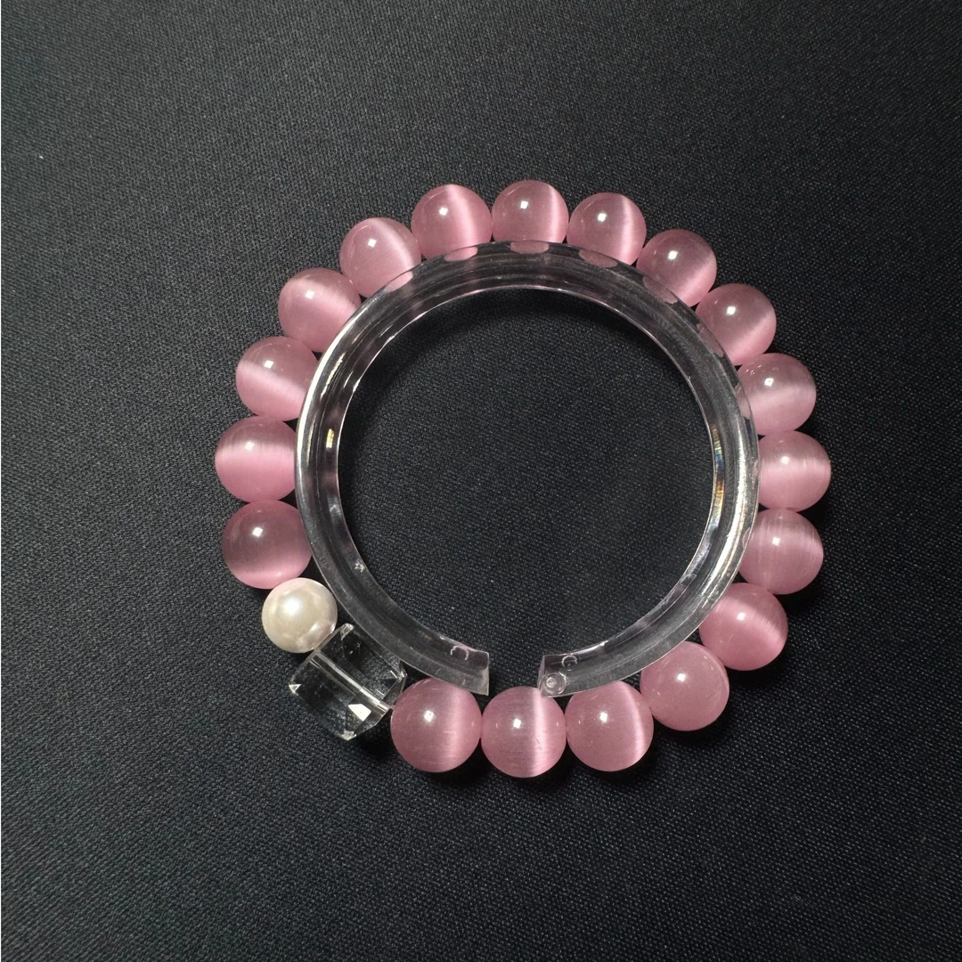 手链 粉色猫眼成品手串--无盒--268