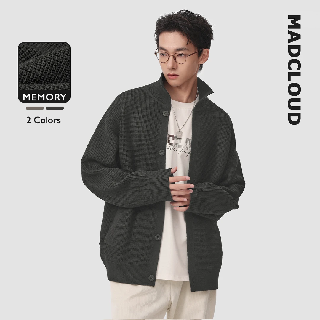 MAD官方 | 迈克罗德 高密菠萝针外穿线衣春秋毛衣外套针织开衫男
