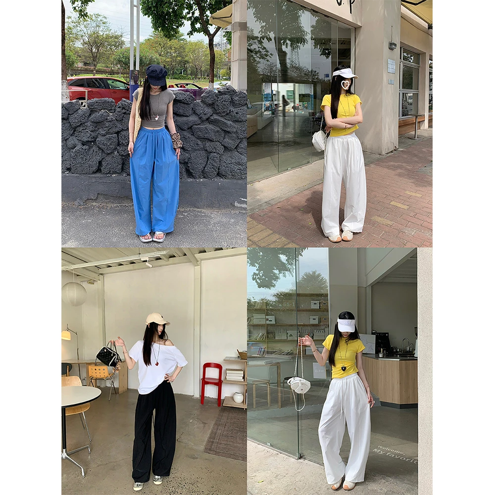 【蓬蓬弯刀呼吸裤】美式空气感休闲显瘦阔腿弯刀裤抽绳香蕉裤21039