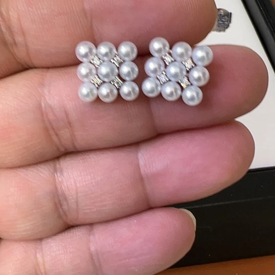 淡水珍珠耳饰银S925镶嵌