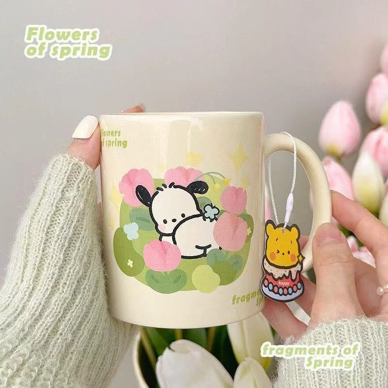 卡通飞机帕恰小狗马克杯子ins风可爱陶瓷杯毕业礼物牛奶杯线条