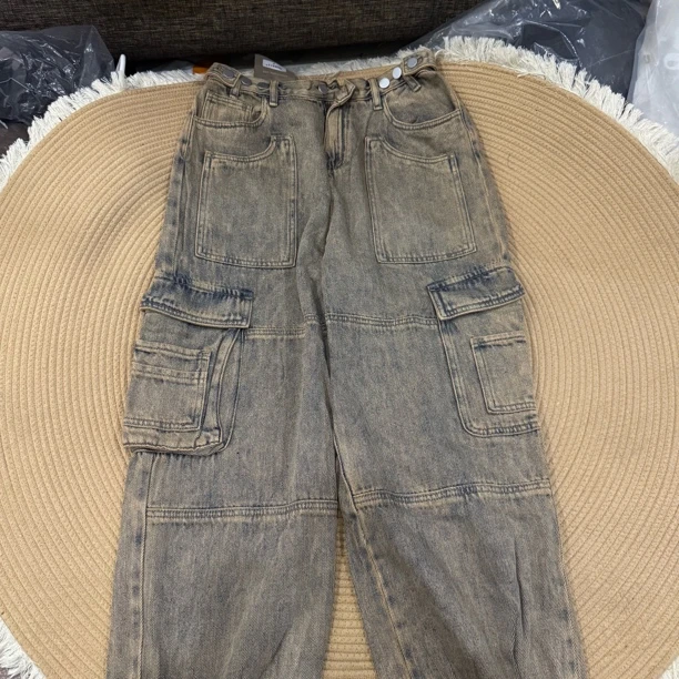 山茶｜牛仔裤工装裤春秋百搭秋季四季通用复古高腰老爹裤水洗