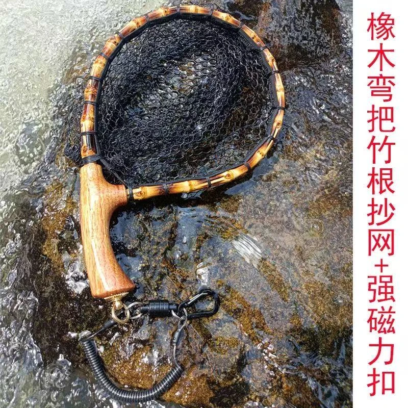 未拆封  纯手工便携式硅胶眼防挂网兜溪流路亚钓鱼抄网