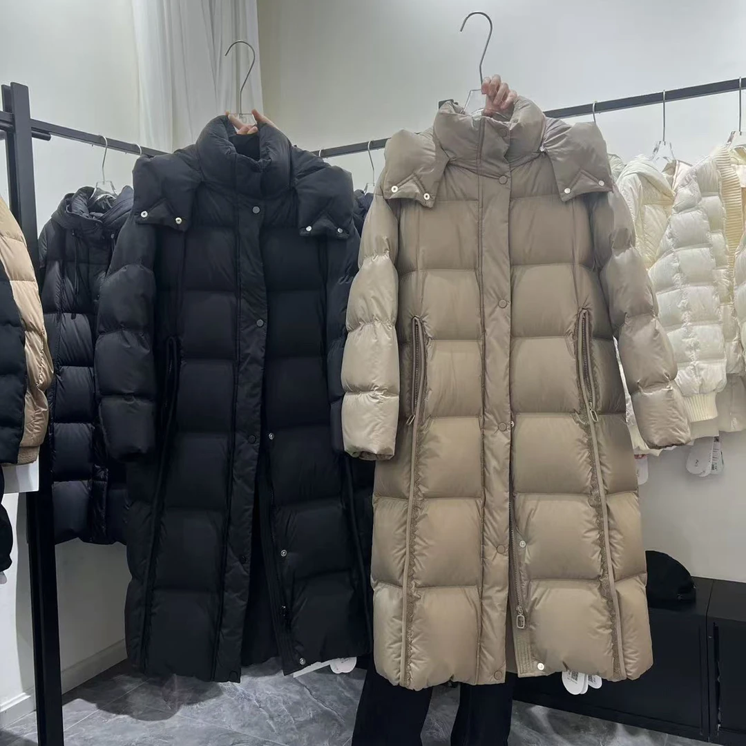 V家 蕾丝拼接长款羽绒服