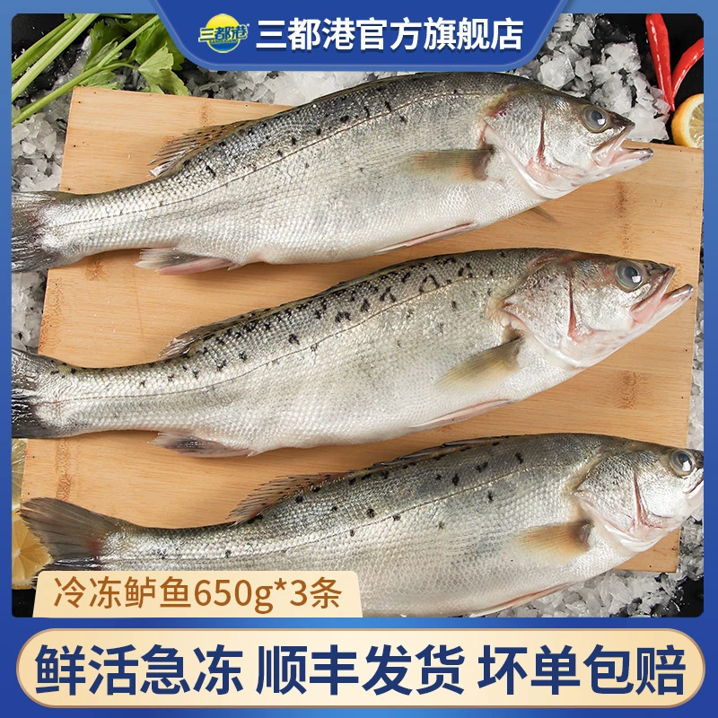 【三都港】冷冻海鲈鱼650g*3条 活鱼捕捞正宗新鲜鲈鱼