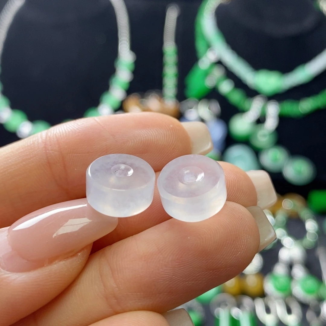 翡翠未镶嵌耳饰高冰 小路路通