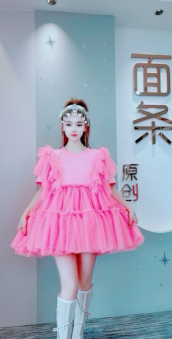 【面条仙仙】3439#高品质纱纱拼接蓬蓬连衣裙