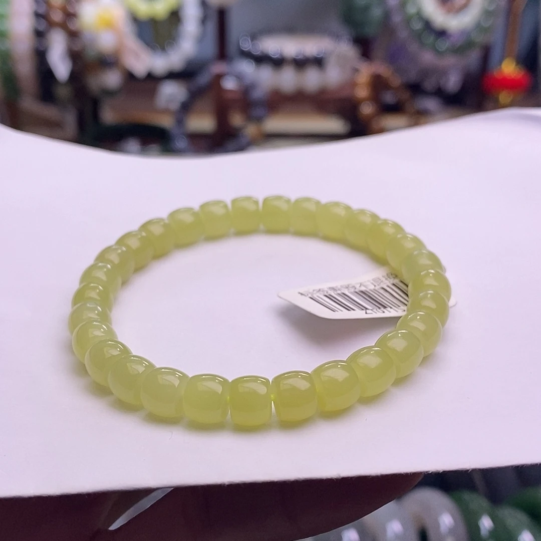 颈饰未镶嵌和田玉若羌黄口直切手串7.3MM