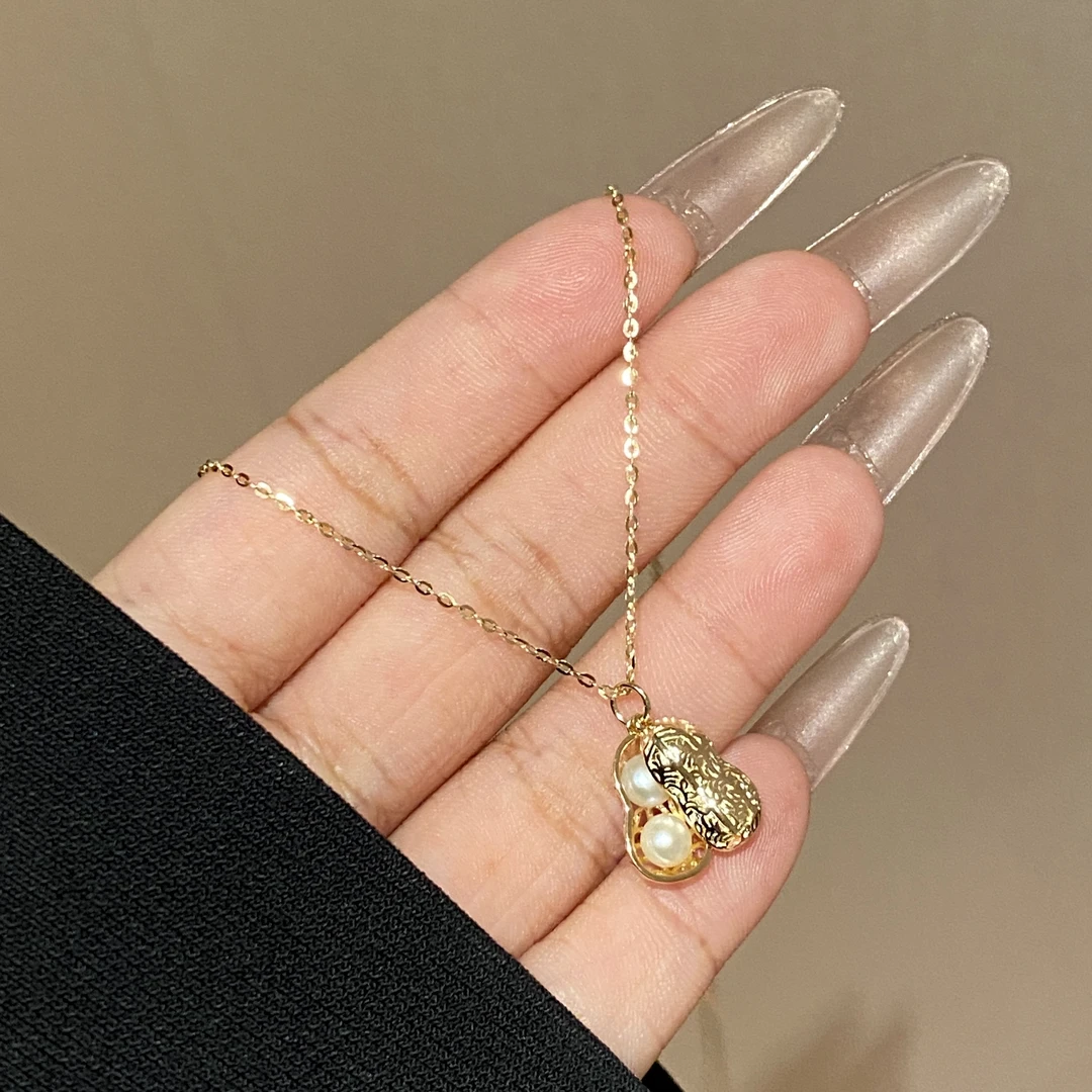 精致百搭高级感简约好事花生项链A3564