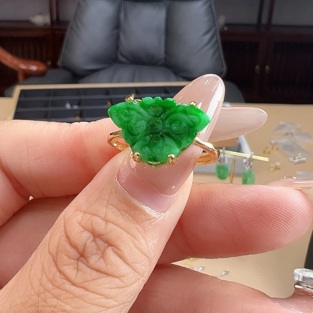 银S925镶嵌戒指翡翠戒指