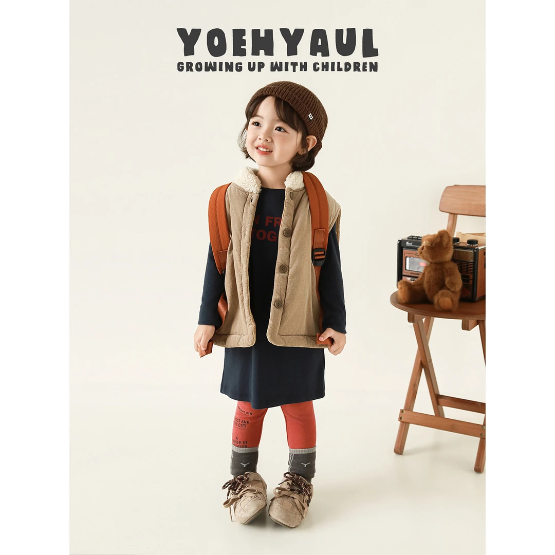 YOEHYAUL/幼悠 冬壹波 首尔街头软弹亲肤保暖 韩系休闲马甲 D4556