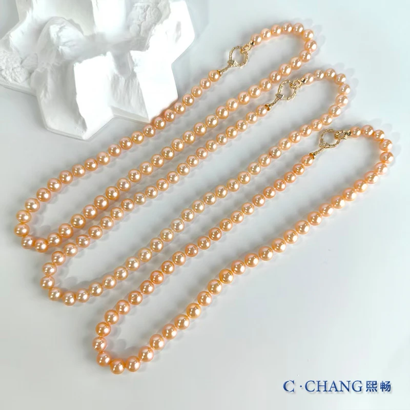 【琥PO柔金】淡水珍珠7-9mmS925银项链百搭气质时尚高级【畅太定制】