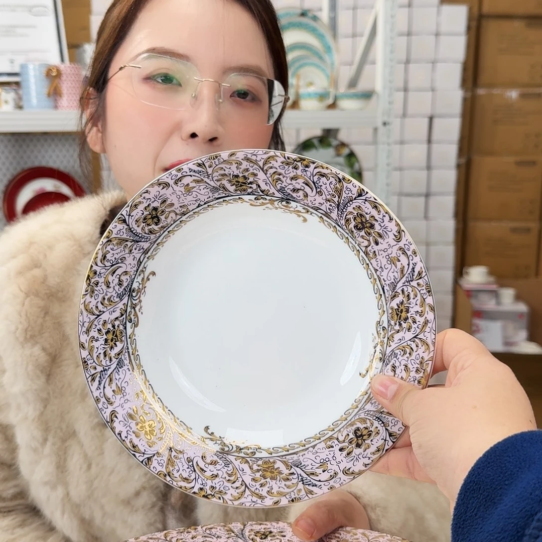 骨瓷高骨8英寸汤盘20*3.5cm一2个