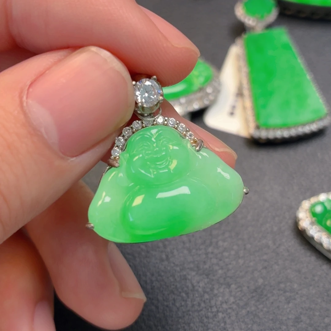翡翠银S925镶嵌吊坠(不含链)