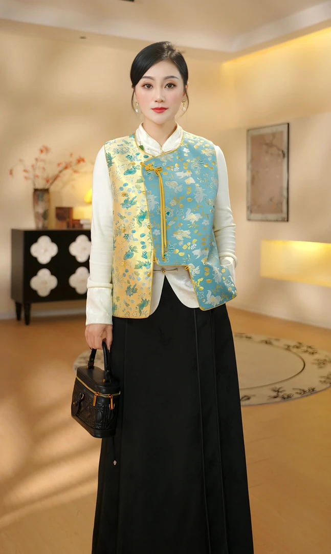 《晓君定制》3707《金鱼水藻 》时尚百搭显瘦日常新中式中国风马甲