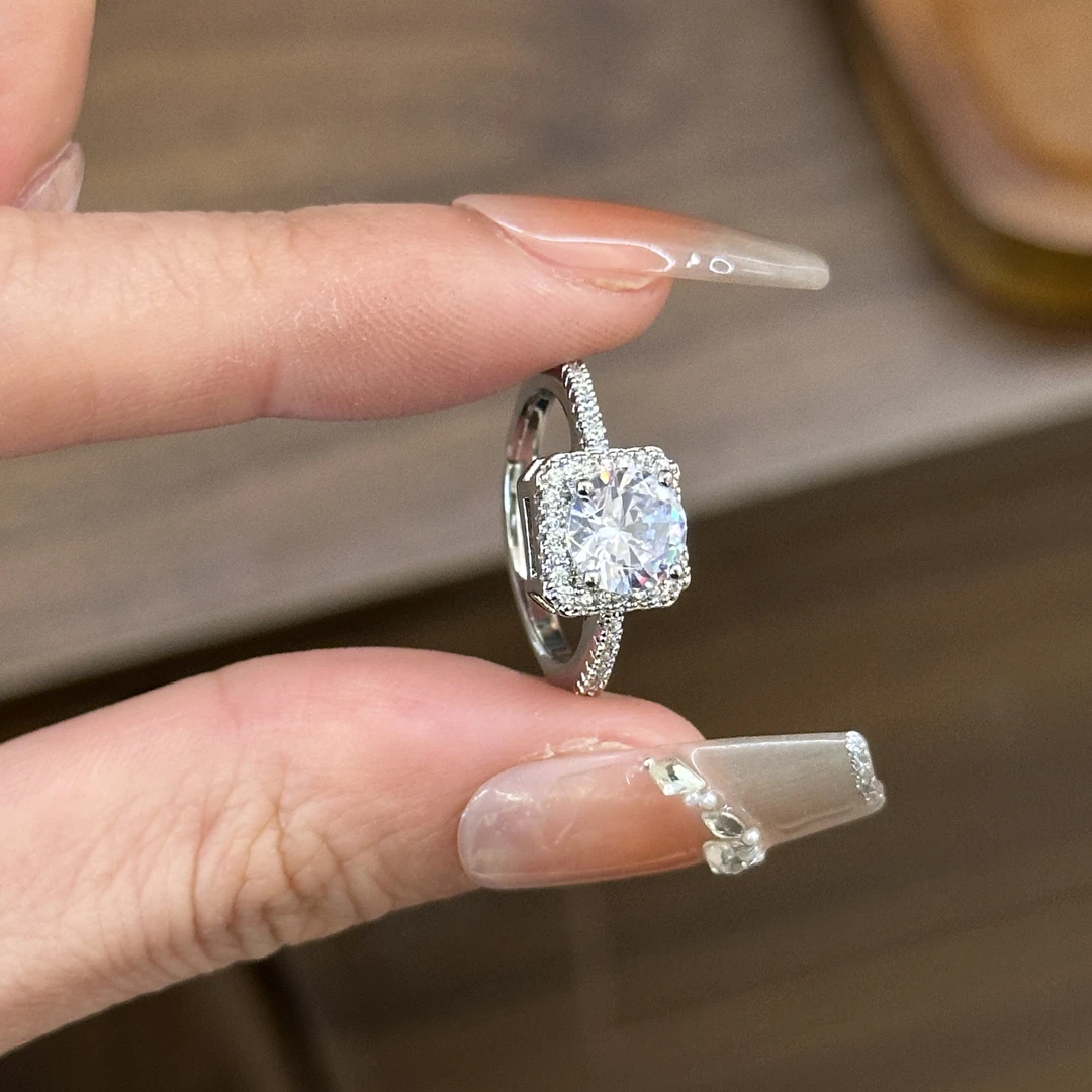 铜合金合成锆石戒指  AA072 开口戒指