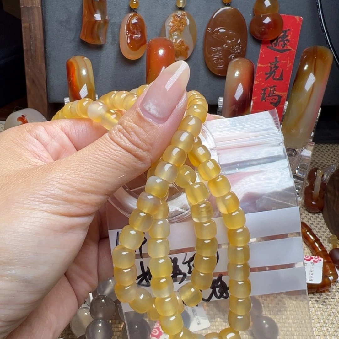 玛瑙/玉髓颈饰合金桃*11
