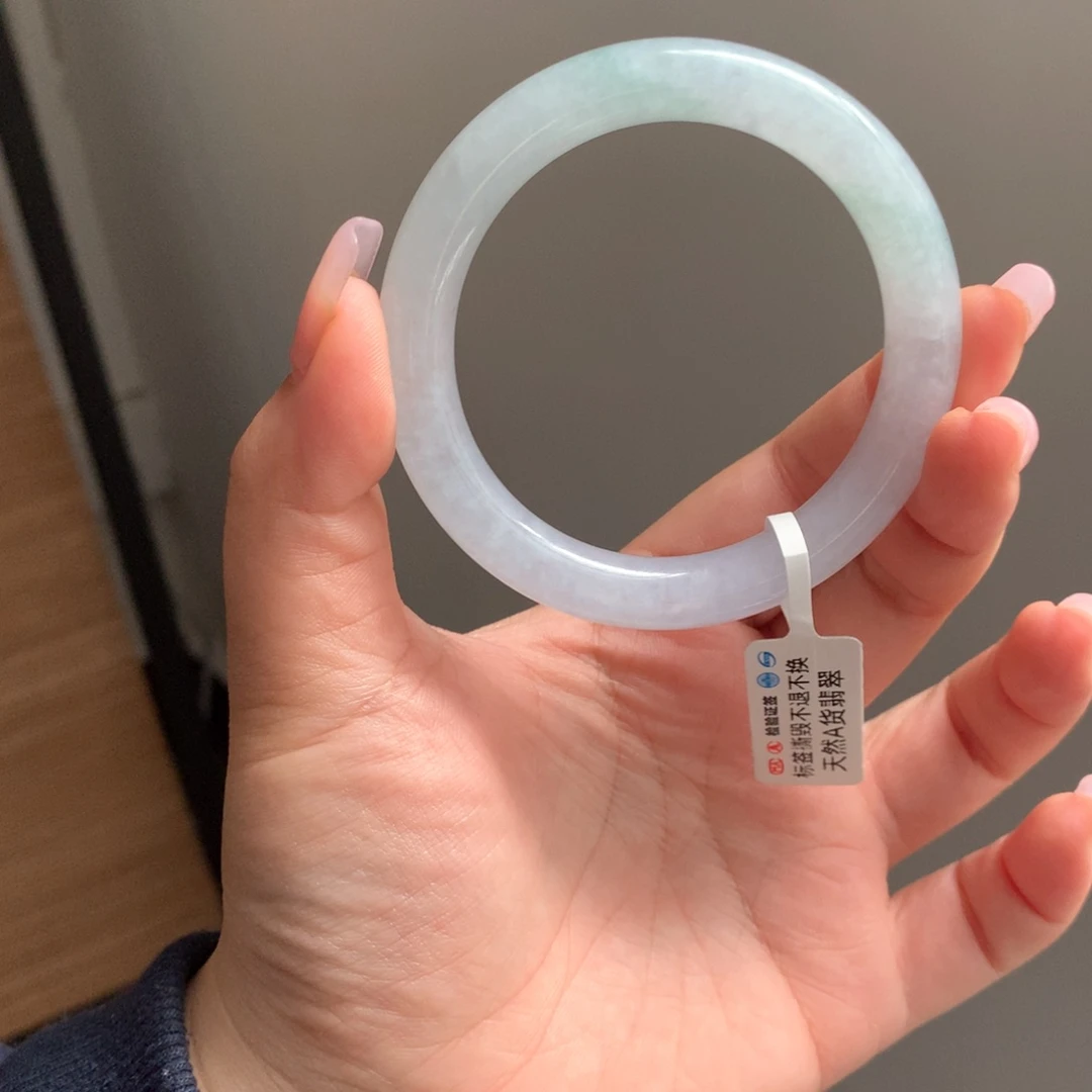 翡翠手镯未镶嵌16 53.8晴蓝圆条